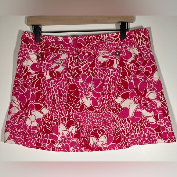 Lilly Pulitzer Dresses & Skirts - Vintage 90s Lilly Pulitzer pink white floral corduroy mini skirt sz 8 preppy